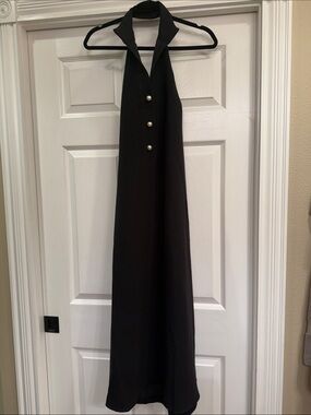 Tuckernuck Black Halter Maxi with Pearl Buttons